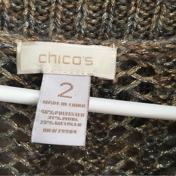 CHICOS WOOL BLEND COWL NECK SWEATER IN METALLIC - Picture 7 of 7